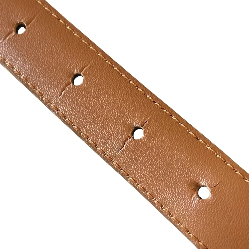 Brown Snakeskin Belt Vintage Square Covered Buckle Size S/M